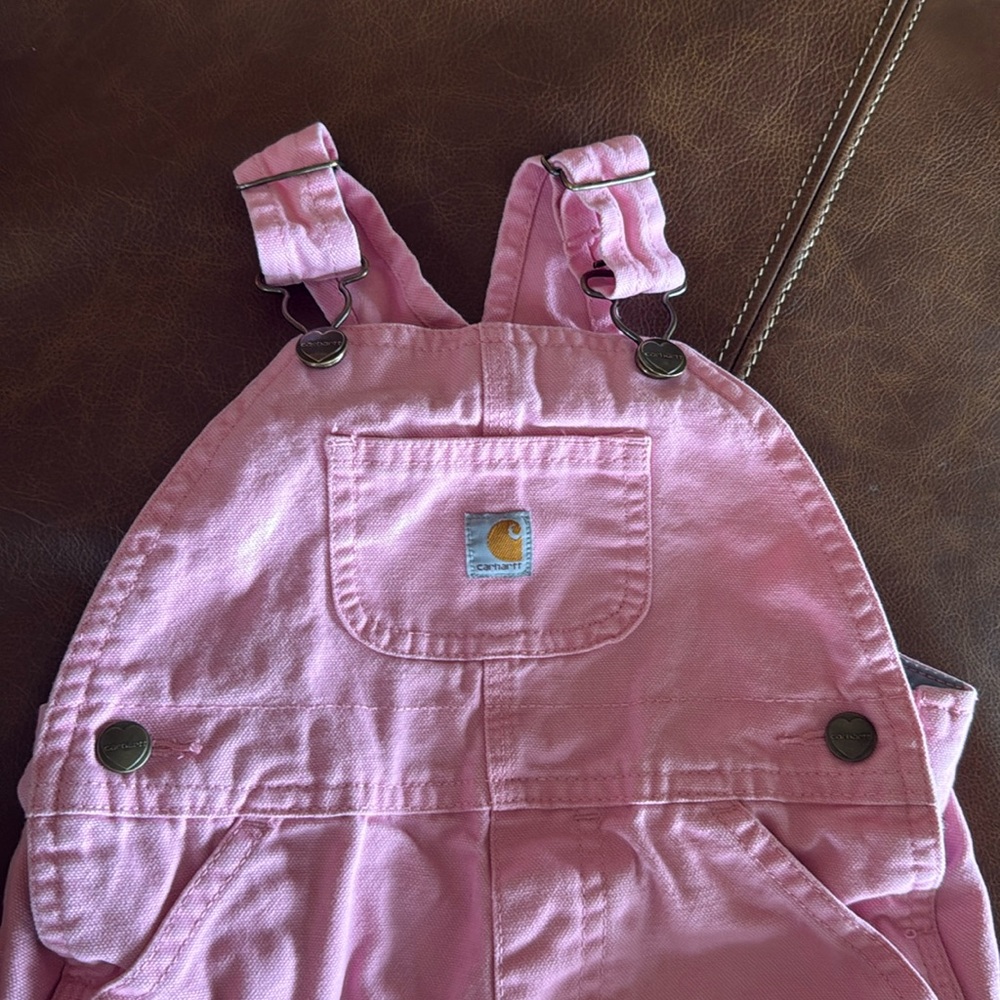 Carhartt Canvas Pink Flannel Lined Overalls 24 Mo Girls